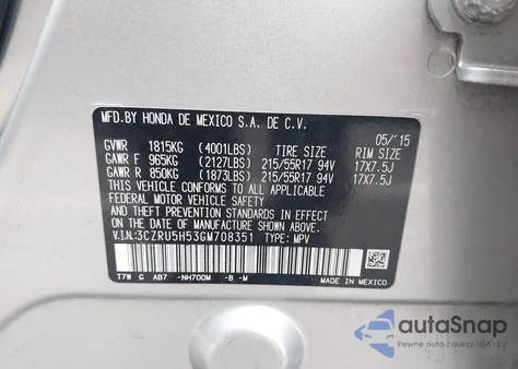 2016 Honda Hr-V Ex from USA, damaged, VIN 3CZRU5H53GM708351